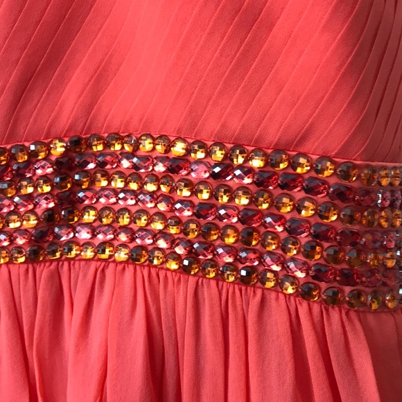 Silk Chiffon pintuck bejeweled cocktail dress SZ 6 - Picture 7 of 8